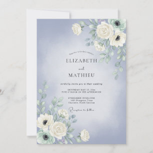 Convites Casamento Pétala Pintada de Azul-Pervinca