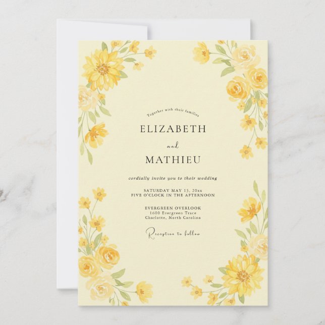 Convites Casamento Pétala Pintada de Limão (Frente)