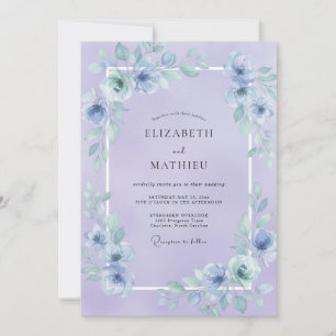 Convites Casamento Pétala Pintada de Periwinkle ao Luar