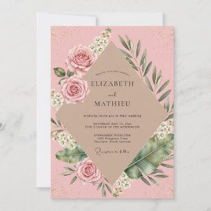 Convites Casamento Pétala Pintada de Rosa