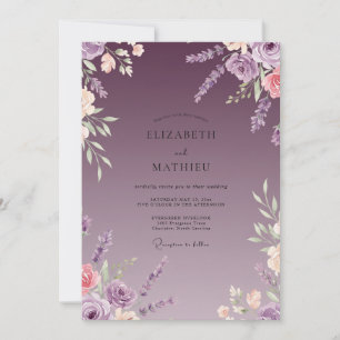 Convites Casamento Pétala Pintada de Roxo Claro
