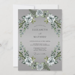 Convites Casamento Pétala Prata Ardósia