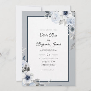 Convites Casamento Pétala Prata Gelo