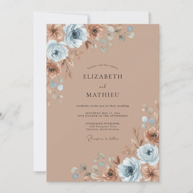 Convites Casamento Pétala Prata Taupe Antigo (Frente)