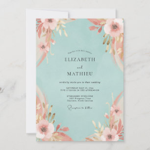 Convites Casamento Pétala Rosa Água