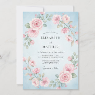 Convites Casamento Pétala Rosa Azure
