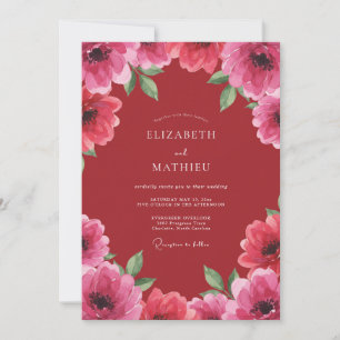 Convites Casamento Pétala Rosa Carmesim