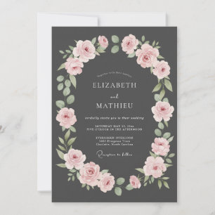 Convites Casamento Pétala Rosa Carvão