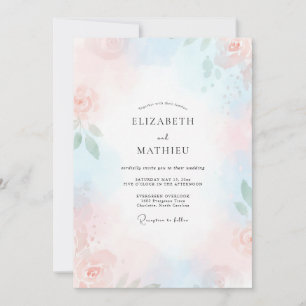 Convites Casamento Pétala Rosa Cerúleo