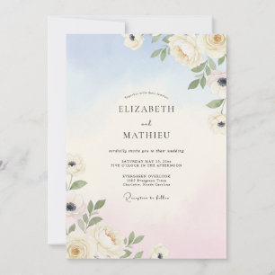 Convites Casamento Pétala Rosa Céu