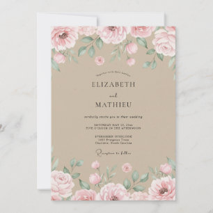 Convites Casamento Pétala Rosa Champagne