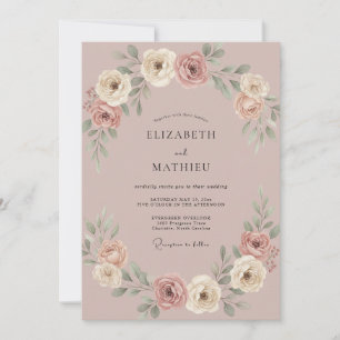 Convites Casamento Pétala Rosa Champanhe