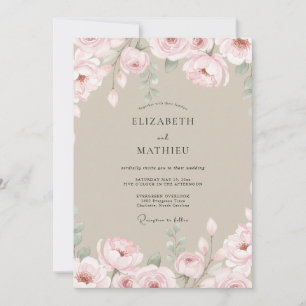 Convites Casamento Pétala Rosa Champanhe