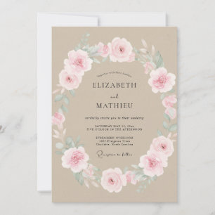 Convites Casamento Pétala Rosa Empoeirado Taupe