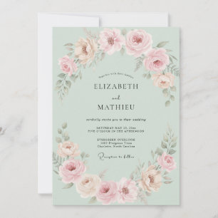 Convites Casamento Pétala Rosa Menta