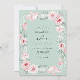 Convites Casamento Pétala Rosa Menta