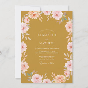 Convites Casamento Pétala Rosa Mostarda