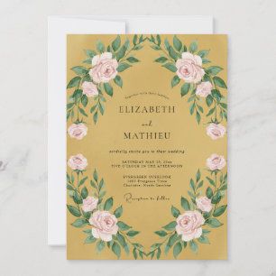 Convites Casamento Pétala Rosa Mostarda
