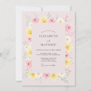 Convites Casamento Pétala Rosa Pastel