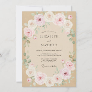 Convites Casamento Pétala Rosa Pastel Champanhe