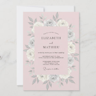 Convites Casamento Pétala Rosa Pastel Empoeirada
