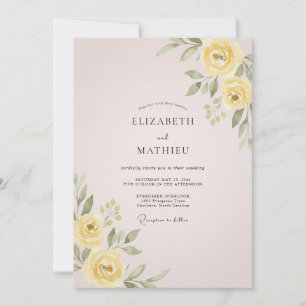 Convites Casamento Pétala Rosa Pastel Manteiga