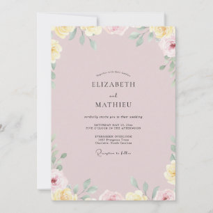 Convites Casamento Pétala Rosa Poeira
