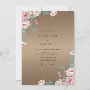 Convites Casamento Pétala Rosa Poeira Mocha