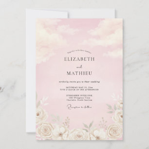 Convites Casamento Pétala Rosa Suave Champagne