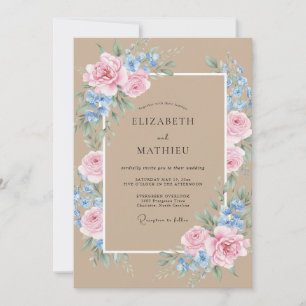 Convites Casamento Pétala Rosa Taupe