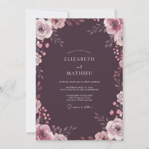 Convites Casamento Pétala Roxo Ameixa