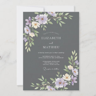 Convites Casamento Pétala Roxo Carvão