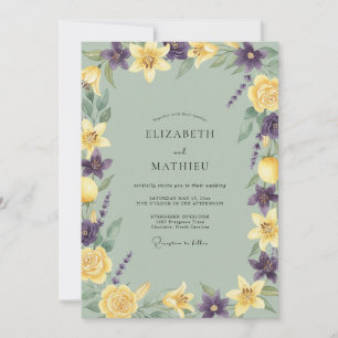 Convites Casamento Pétala Violeta Amarela
