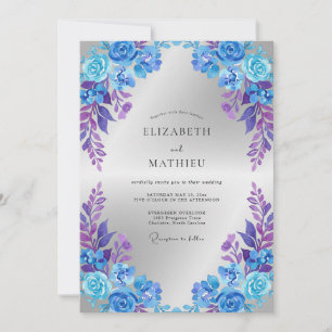 Convites Casamento Pétala Violeta Cobalto