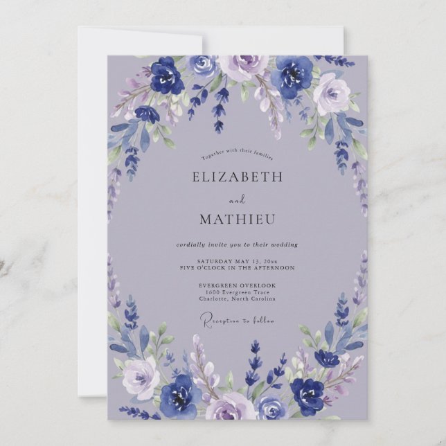 Convites Casamento Pétala Violeta Malva (Frente)