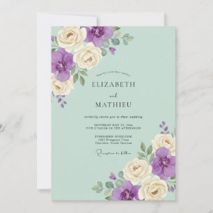 Convites Casamento Pétala Violeta Menta