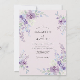 Convites Casamento Pétala Violeta Rosa Murcho