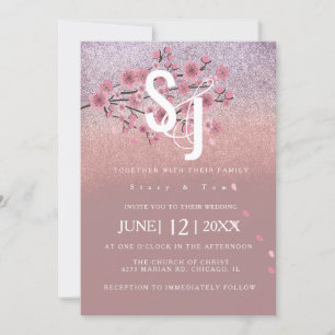 Convites Casamento Pétalas de Árvore Flor de Cerejeira Glam
