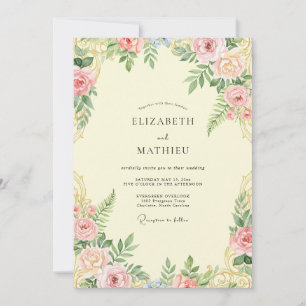 Convites Casamento Pétalas de Coral Creme