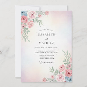 Convites Casamento Pétalas Rosa Pálido