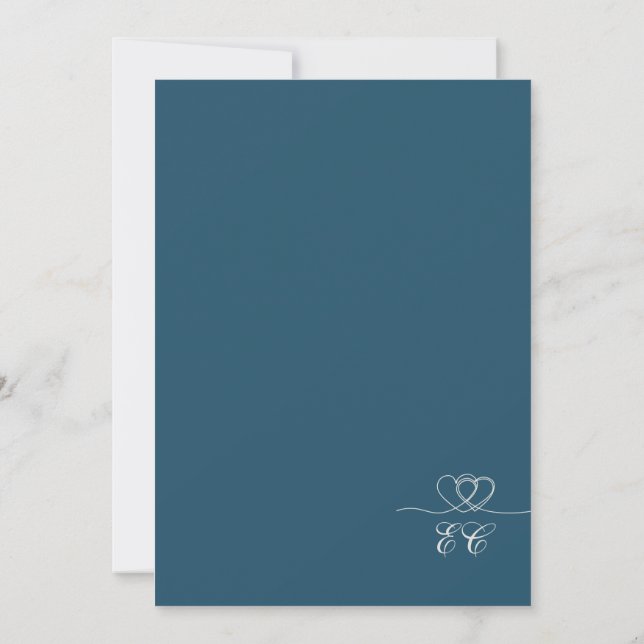 Convites Casamento Petrol Navy Modern Chic Misturar e Combi (Verso)