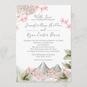 Convites Casamento Pink Blossoms Mountain