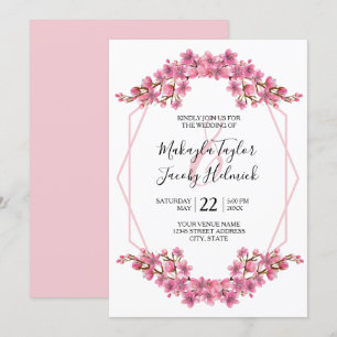 Convites Casamento Pink Cherry Blossoms