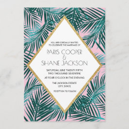 Convites Casamento Pink Palm Deco