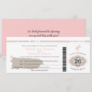 Convites Casamento Pink Palm Tree Embarque Passando Porto R