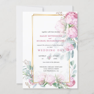 Convites Casamento Pink Peony Bliss