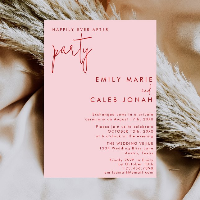 Convites Casamento Pink Red Happily Ever After (Criador carregado)