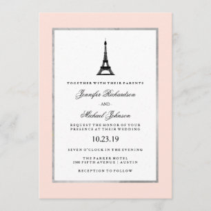Convites Casamento Pink Silver e Black Casamento da Eleganc