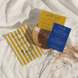 Convites Casamento Pintado à Mão em Azul e Amarelo Italiano