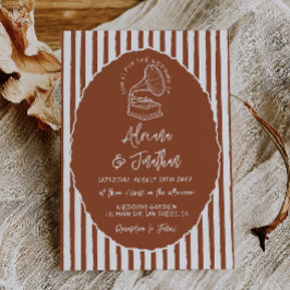 Convites Casamento Pintado à Mão Terracota Retro